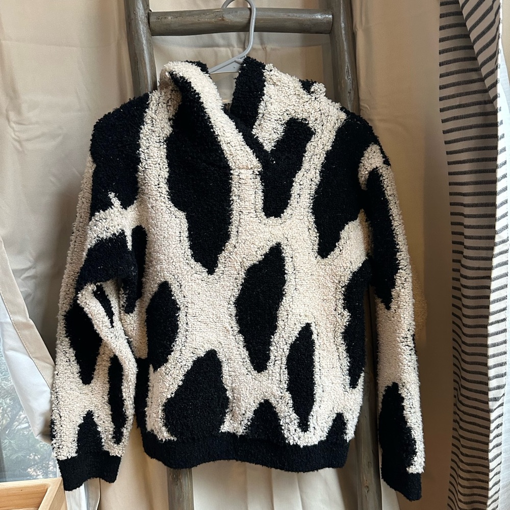 BNWT! Sandy Liang for TARGET hooded Leopard sweater, sz S black cream pattern